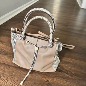 Antonio Melani faux snake skin taupe beige nude handbag crossbody